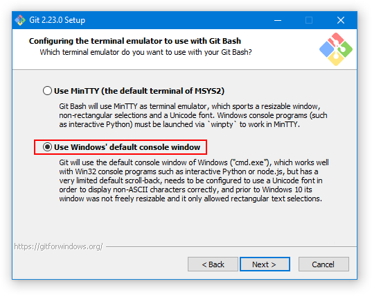Git Bash configuration options